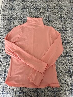 Athleta Girls' Coral Pink Long Sleeve Perfect Turtleneck Size XL (14)